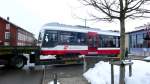 Abtransport 2 Teile der Be 4/8 34 zu Stadler Altenrhein nach der Entgleisung beim Bendlehn am 01.03.09.