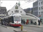 Be 4/8 33 der TB am Bohl in der Innenstadt von St.Gallen.