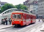 Be 4/8 22 an der Haltestelle Marktplatz am 31.07.09  Lang war der Be 4/8 23 als Reservefahrzeug in Dienst.