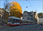 Die Trogenbahn im Stadtbereich von St.Gallen. November 2014.