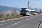 Aare Seeland mobil/ASm.
BTI GTW 2/6 Doppeltraktionen mit neuem und altem Anstrich auf Blustfahrt im Seeland am 13. April 2020.