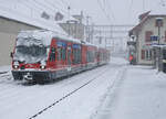 ASm/BTI GTW Be 2/6 Langzug in winterlicher Stimmung auf den nächsten Einsatz wartend in Täuffelen am 10.