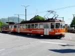 asm - Triebwagen Be 4/4 102 mit Bt 151 bei der ausfahrt aus dem Bahnhof von Niederbipp am 06.05.2008