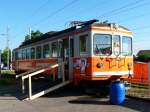 asm - 100 Jahre asm Langenthal - Triebwagen Be 4/4  107 als Puppentheater vor dem asm Depot in Langenthal am 24.08.2008