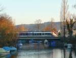 asm BTI - Triebwagen Be 2/6 505 auf der Zihl Brcke in Nidau am 08.02.2011