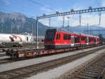 Triebzug Be 4/8 114 fr die ASM unterwegs vom Herstellerwerk Stadler  Bussnang nach Langenthal am 12.07.2011 in Buchs SG.