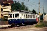 Salontriebwagen Ankerstube Bre 4/4  516 (ex BDe 4/4 6) der BTI (asm Gruppe) beider einfahrt in den Bahnhof INS BN im Juli 1992