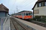 ASM Reservetriebwagen im Einsatz: Be 4/4 104+103 in Roggwil Dorf, 27.10.2014.