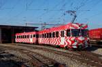 ASm: Reservependelzug mit Be 4/4 14 (ehemals AB/FW) auf Rangierfahrt vor der Werkstätte Langenthal am 20. Oktober 2015.
Foto: Walter Ruetsch