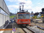 asm Seeland - Nachschuss des Kieszuges am Schluss der Schiebende Triebwagen Be 4/4 523 in Siselen am 12.04.2016 