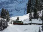 BLM - Triebwagen Be 4/4 22 unterwegs zwischen Grtschalp und Winteregg am 25.02.2011    