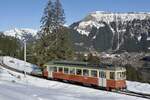 Der Be 4/4 31  Lisi  am 28.1.24 unterwegs nach Mürren zwischen Grütschalp und Winteregg.
