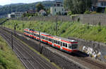 WALDENBURGERBAHN.
Impressionen vom 28. Juni 2018.
Normalerweise sind zwischen Waldenburg und Liestal Dreiwagenzüge unterwegs.
Bei Liestal neben den Normalspurgeleisen der SBB.
Foto: Walter Ruetsch