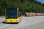 Waldenburgerbahn/WB.
Baselland Transport AG/BLT.
Bahnersatz mit Bussen vom Montag, 29. Juni bis Sonntag 9. August 2020 auf der Strecke zwischen Lampenberg-Ramlinsburg und Liestal infolge Bauarbeiten am Bahnhof Liestal.
Der BLT Bus auf der Station Lampenberg beim Warten auf die Fahrgäste von Waldenburg für die Weiterfahrt nach Liestal am 29. Juli 2020.
Foto: Walter Ruetsch 