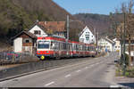 WB BDe 4/4 13 am 28. Februar 2021 in Hölstein.<br>
Noch bis am 5. April 2021 ist die alte Waldenburgerbahn auf 75 cm Spurweite in Betrieb. Danach wird die Strecke während 1.5 Jahren komplett auf Meterspur umgebaut und gleichzeitig umfassend modernisiert.