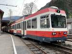 Der letzte Betriebsmonat der Waldenburgerbahn in dieser Form: Bt 115 der WB am 10.3.21 im Bahnhof Waldenburg.