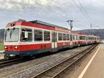 WB BDe 4/4 17  Waldenburg  am 10.3.21 bei der Einfahrt in Bubendorf.