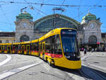Stra�enbahn Basel BLT  TINA  Be 8/10 4207 auf der Linie 11 nach St. Louis Grenze am Basel SBB, 31.08.2026.