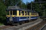 BERNER OBERLAND-BAHNEN, BOB.
Ausrangierter Kurzpendelzug bestehend aus dem ABeh 4/4 308 und dem ABt 413, ehemals RBS/SZB in Zweilütschinen am 25. Mai 2018.
Foto: Walter Ruetsch 