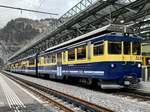 Der BOB Triebwagen ABeh 4/4 II 311  Grindelwald  am 6.3.20 beim wenden in Lauterbrunnen.