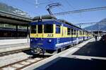 Die drei ABeh 4/4 II 313  Lauterbrunnen , 312  Interlaken  und 311  Grindelwald  bereit für die Abschiedsfahrt sm 19.9.25 im Bahnhof Interlaken Ost.