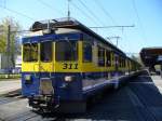 BOB Zahnrad Triebwagen ABeh 4/4 311 mit Pendelzug im Bahnhof von Interlaken Ost am 13.09.2007