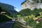 Ein Zug der BOB im Lauterbrunnental; 20.08.2011