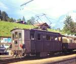 Die alten Lokomotiven der Berner Oberland Bahn - Lok 29 (Baujahr 1926): Im Sommer 1963 hat Lok 29 als Schlusslokomotive eines schweren Zugs Grindelwald erreicht.