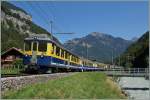 Der ABeh 4/4 305 mit dem BOB Zug 157 von Interlaken Ost nach Lauterbrunnen beim Halt in Sandweid. 
8. August 2015 