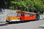 Lok H 2/3 Nr. 5, zusammen mit dem SIG B 27 und dem M3 Materialwagen, der Brienzer Rothorn Bahn, wartet an der Talstation in Brienz. Die Aufnahme stammt vom 27.07.2018.