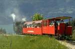 Brienz-Rothorn Bahn (BRB)Mit Volldampf bergauf,kurz vor der Station Planalp (1341m .M.)