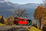 BRB-Zug 1. Generation mit Lok5 und Wagen B1 (1891/92) verlassen die Mittelstation Planalp und fahren nach Brienz zurck. Zweitletzter Tag der BRB-Saison, 20. Okt. 2012, 17:09