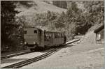 Anno 2013 erreicht die kohlegefeuerte BRB H 2/3 (SLM/1891) mit ihrem Vorstellwagen als (zweiter) Zug 12 die Mittelstation Planalp.
30. VIII. 13
