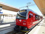 CJ - Triebwagen Be 4/4 651 mit Steuerwagen ABt 715 im Bahnhof von Le Noirmont am 11.03.2017