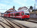 CJ - Triebwagen Be 4/4 651 mit Steuerwagen ABt 715 im Bahnhof Tramelan am 11.03.2017