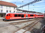 CJ - Triebwagen Be 4/4 651 mit Steuerwagen ABt 715 im Bahnhof Tramelan am 11.03.2017