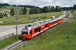 Chemins de fer du Jura, CJ.
Regionalzug Glovelier - La Chaux-de-Fonds mit Be 4/4 653 bei Muriaux unterwegs am 5. Juni 2018.
Foto: Walter Ruetsch 