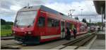 ABe 2/6 632 nach La Chaux-de-Fonds wartet auf den Gegenzug im Bahnhof Le Noirmont.