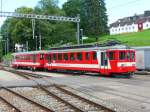 CJ - Treibwagen ABe 4/4 603 zusammen mit dem Steuerwagen Bt 704 im Bahnhofsareal von Tramelan am 31.07.2010