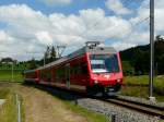 CJ - Regio nach La Chaux de Fonds mit dem Triebwagen ABe 2/6 631 und Steuerwagen BDt 721 bei La Ferrire am 01.08.2011