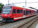 Schmalspur Triebwagen Typ GTW  ABe 2/6 633 im Bahnhof von Saignelgier der Chemin de fer du Jura..Foto vom 01.08.2006