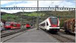 Regio 254 Glovelier - La Chaux-de-Fonds (sprich: La Schottfon) mit ABe 2/6 633, Tm 180 und S3 17342mit 522 208 nach Porrentruy. Glovelier (13.10.2014)