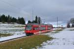 ABe 2/6 234 als Regio 232 bei les Bois, 07.01.2015.