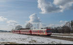 CJ BDe 4/4 II 612 am 16. Februar 2017 mit einem Regio bei Le Boéchet.