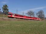 Steuerwagen ABDt 722 + B 752 + Triebwagen BDe 4/4 611 fahrt aus Bf.