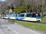 SSIF / FART - Panoramazug Be 4/4 86 + Be 4/4 89 + B 812 + ABe 4/4 85 als Schnellzug unterwegs nach Locarno zwischen Tegna und Ponte Brollo am 05.04.2010