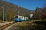 Der gut geplegte SSIF ( Ferrovia Vigezzina) ABe 6/6 N° 34  Piemonte  als Regionalzug 750 in Verigo.
31. Okt. 2014