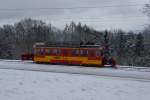 Aufgrund des starken Schneefalls kam am 27.12.2014 auch der Xe 4/4 9 zum Einsatz.