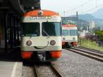 FLP - Im Lugano sind die Triebwagen Be 4/12 25 (Regio nach Ponte Tresa) und der Be 4/12 21 als Reserve abgestellt am 13.05.2009