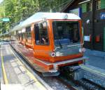 GGB Gornergratbahn nach Zermatt steht am 18.8.2007 in Findelbach